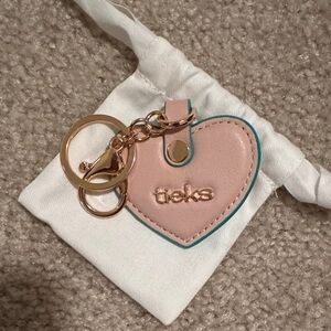 Tieks Pink Heart Keychain with Turquoise Details
